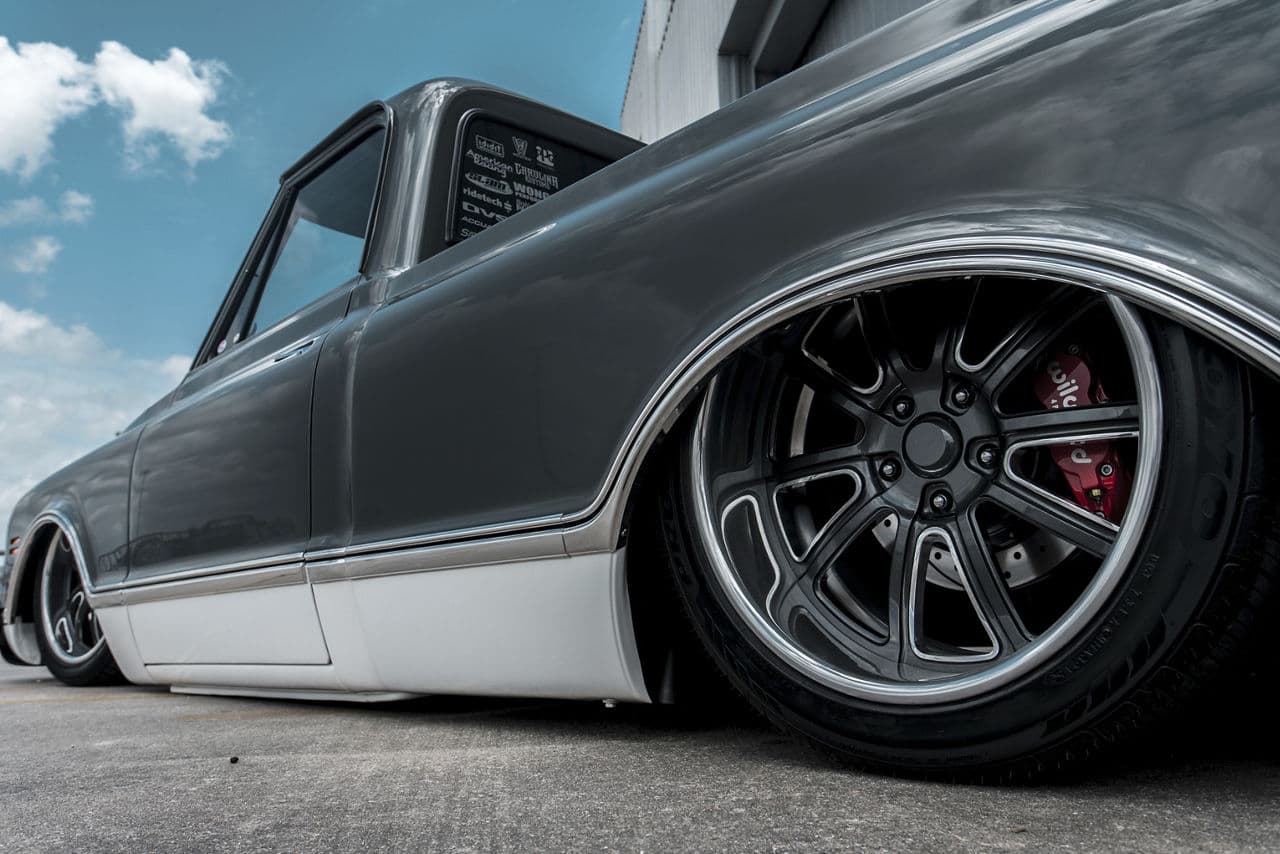 Side profile of 1969 Chevrolet C10 with wheels