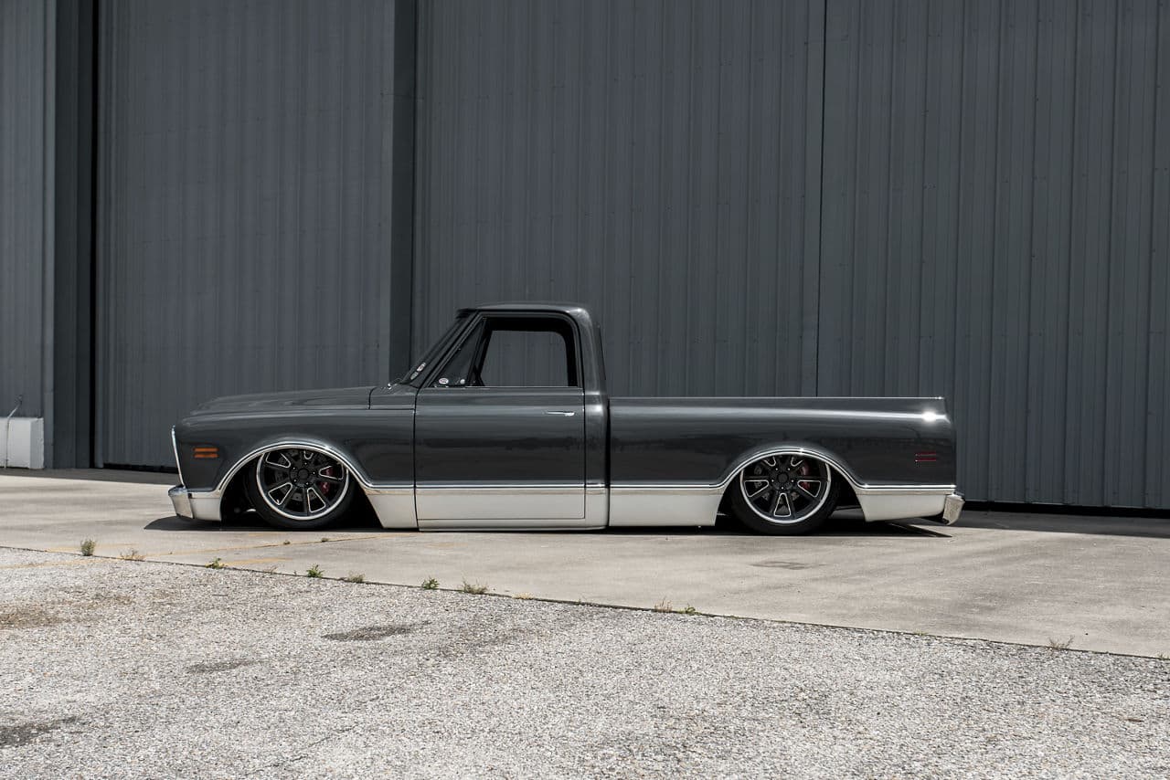 Rear view of 1969 Chevrolet C10 with wheels
