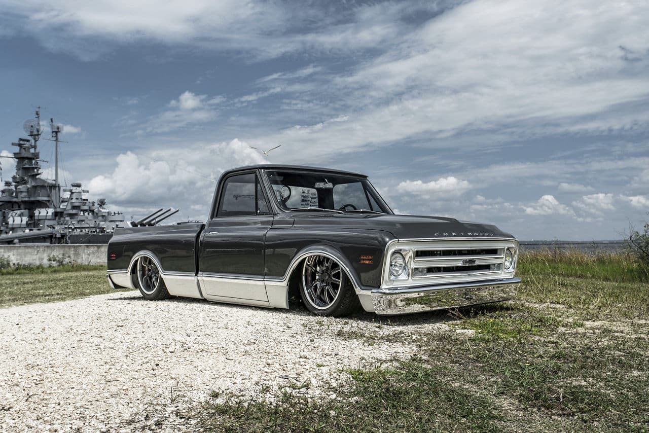 Detail view of 1969 Chevrolet C10 with wheels