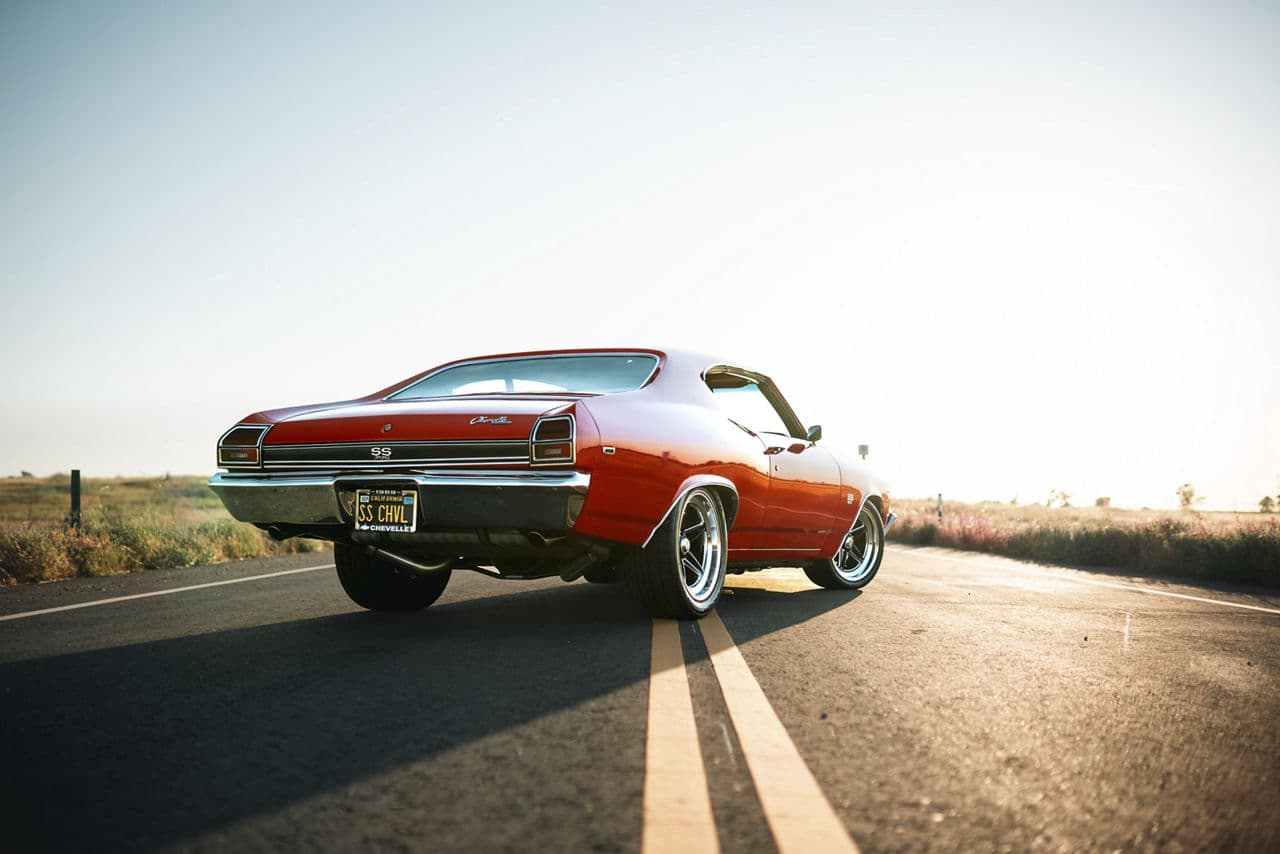 Rear view of 1969 Chevrolet Chevelle with wheels