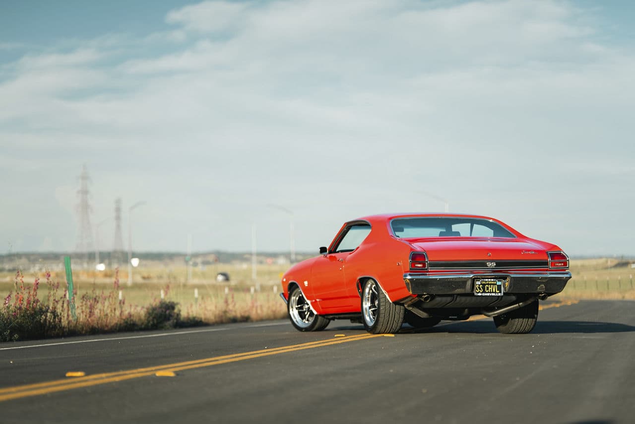 Detail view of 1969 Chevrolet Chevelle with wheels