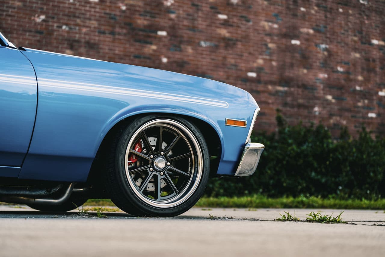 Interior of 1969 Chevrolet Nova with wheels