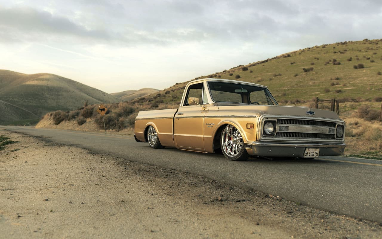 Front view of 1970 Chevrolet C10 with wheels