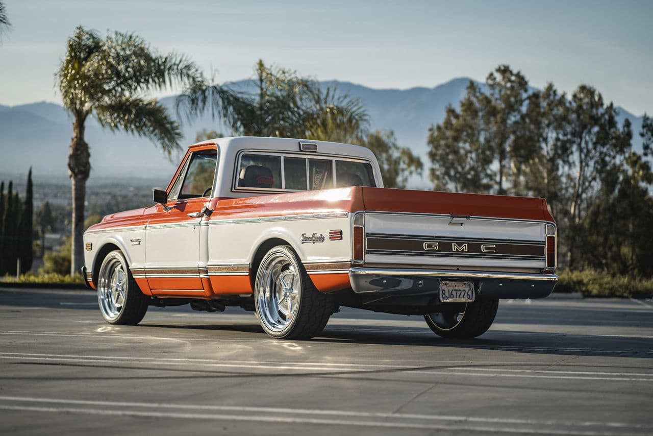 Interior of 1970 GMC C10 with wheels