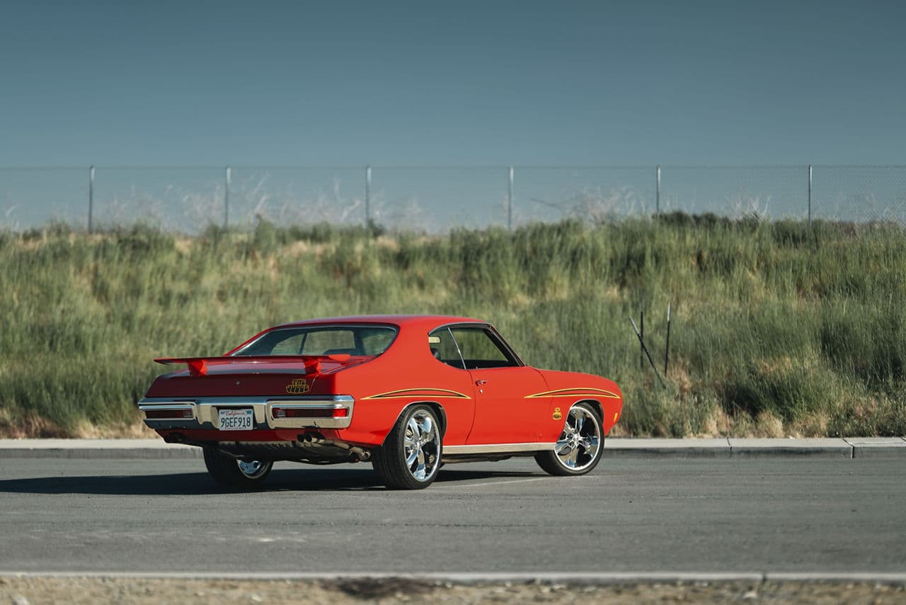 Detail view of 1970 Pontiac GTO with wheels