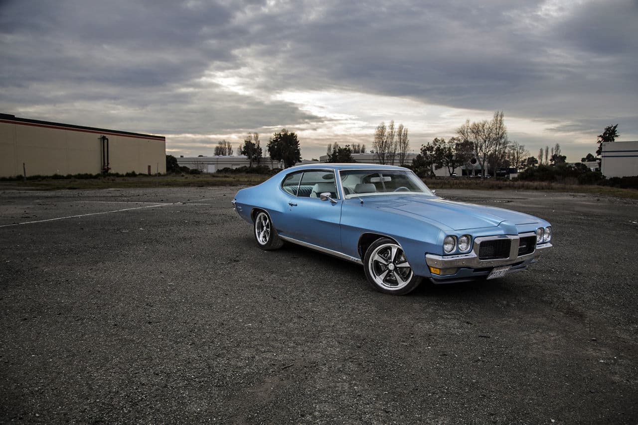 Rear view of 1970 Pontiac Lemans with wheels