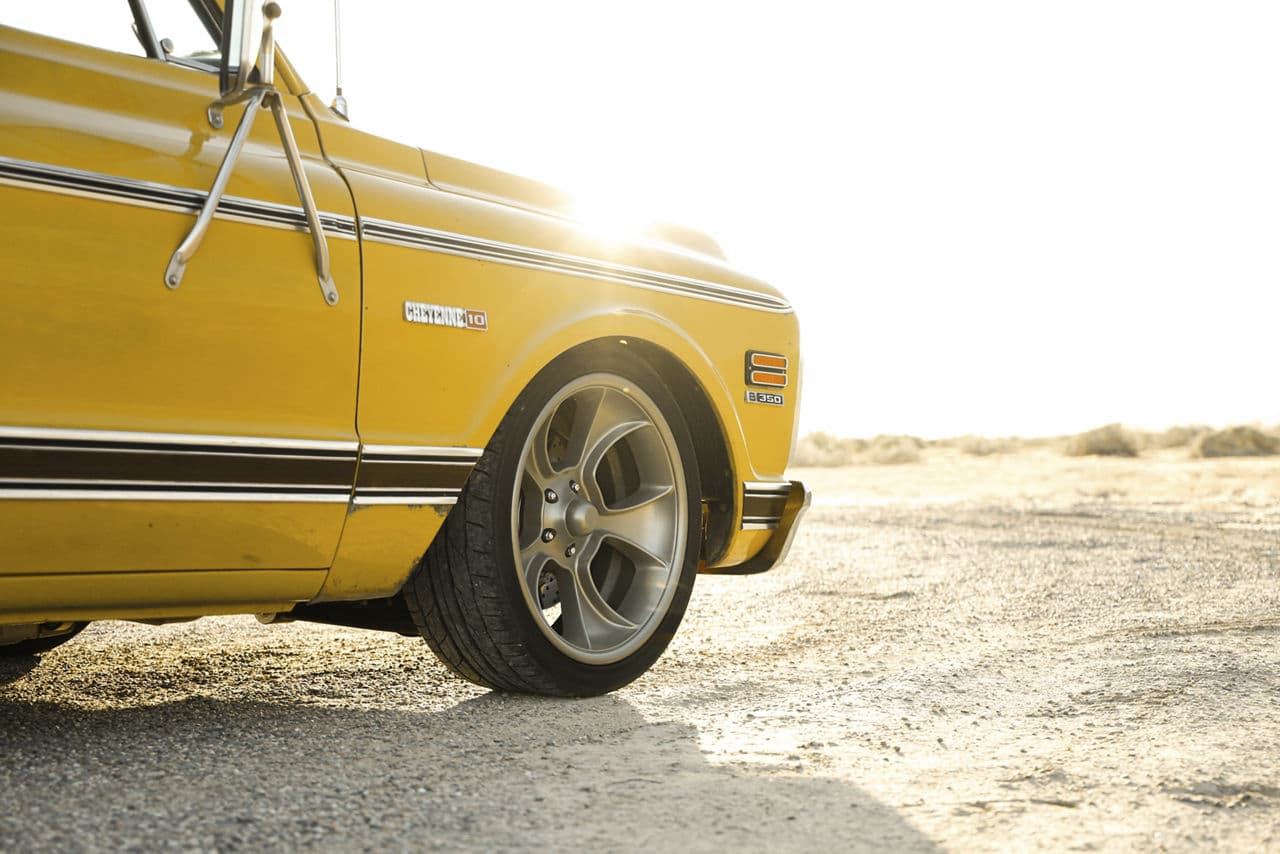 Interior of 1971 Chevrolet C10 with wheels