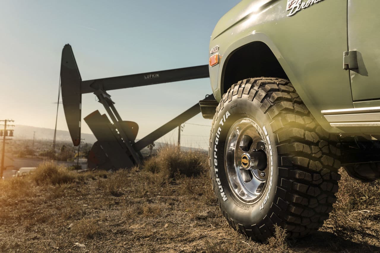 Interior of 1971 Ford Bronco with wheels