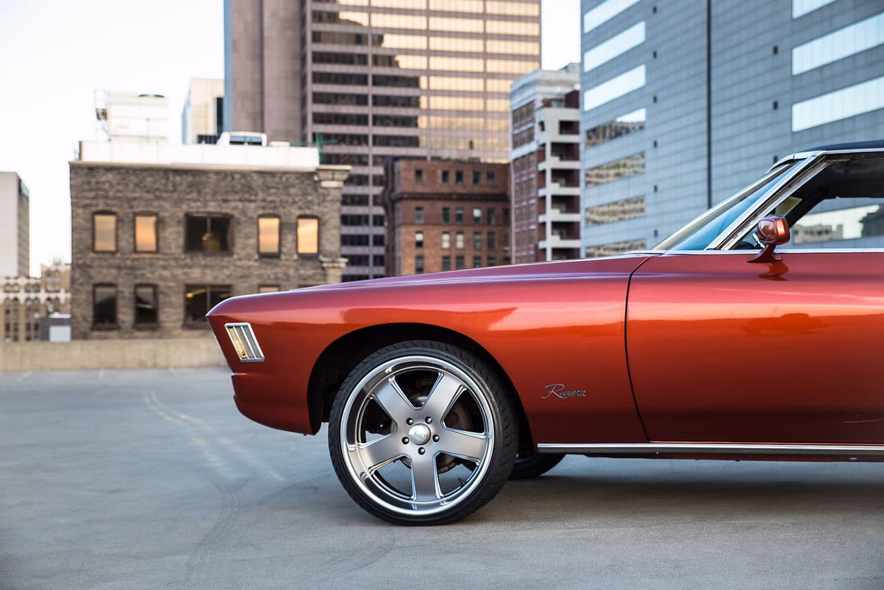 Interior of 1972 Buick Riviera with wheels