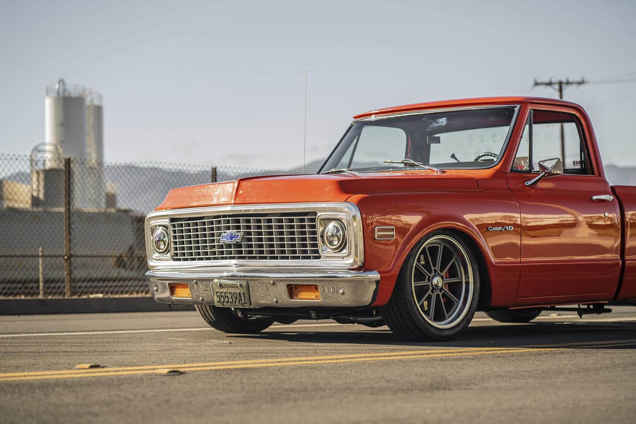 Interior of 1972 Chevrolet C10 with vehicle wraps
