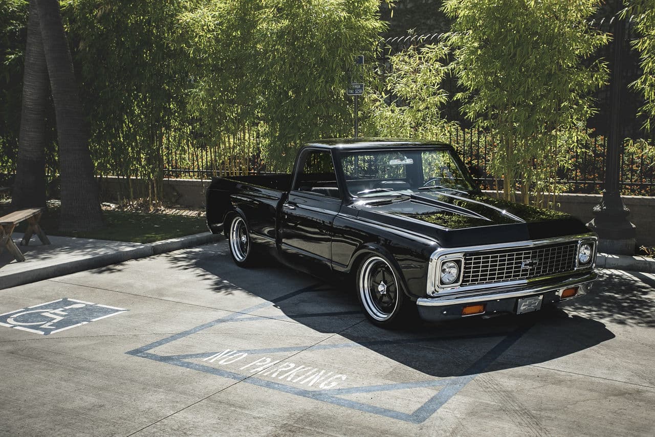 Rear view of 1972 Chevrolet C10 with wheels