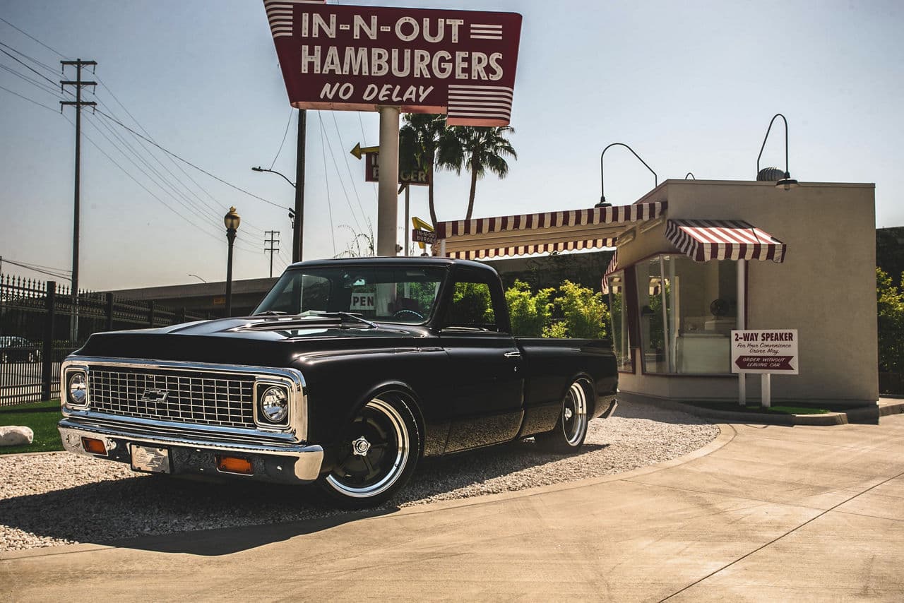 Interior of 1972 Chevrolet C10 with wheels