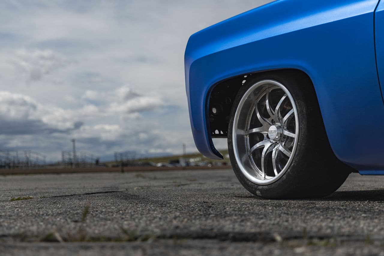 Side profile of 1972 Chevrolet C10 with wheels