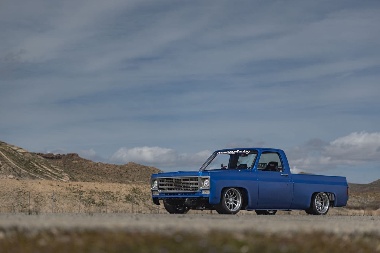 Rear view of 1972 Chevrolet C10 with wheels