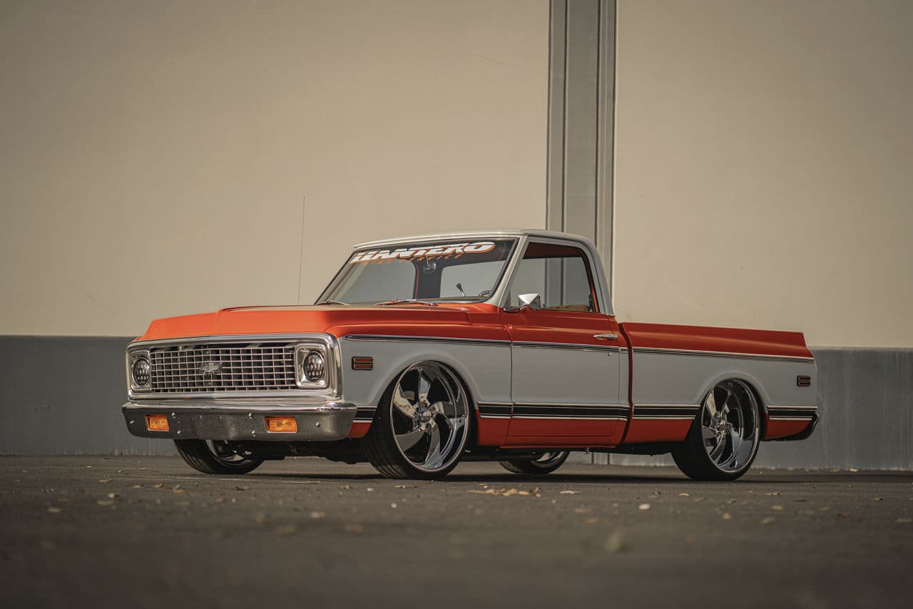 Side profile of 1972 Chevrolet C10 with wheels