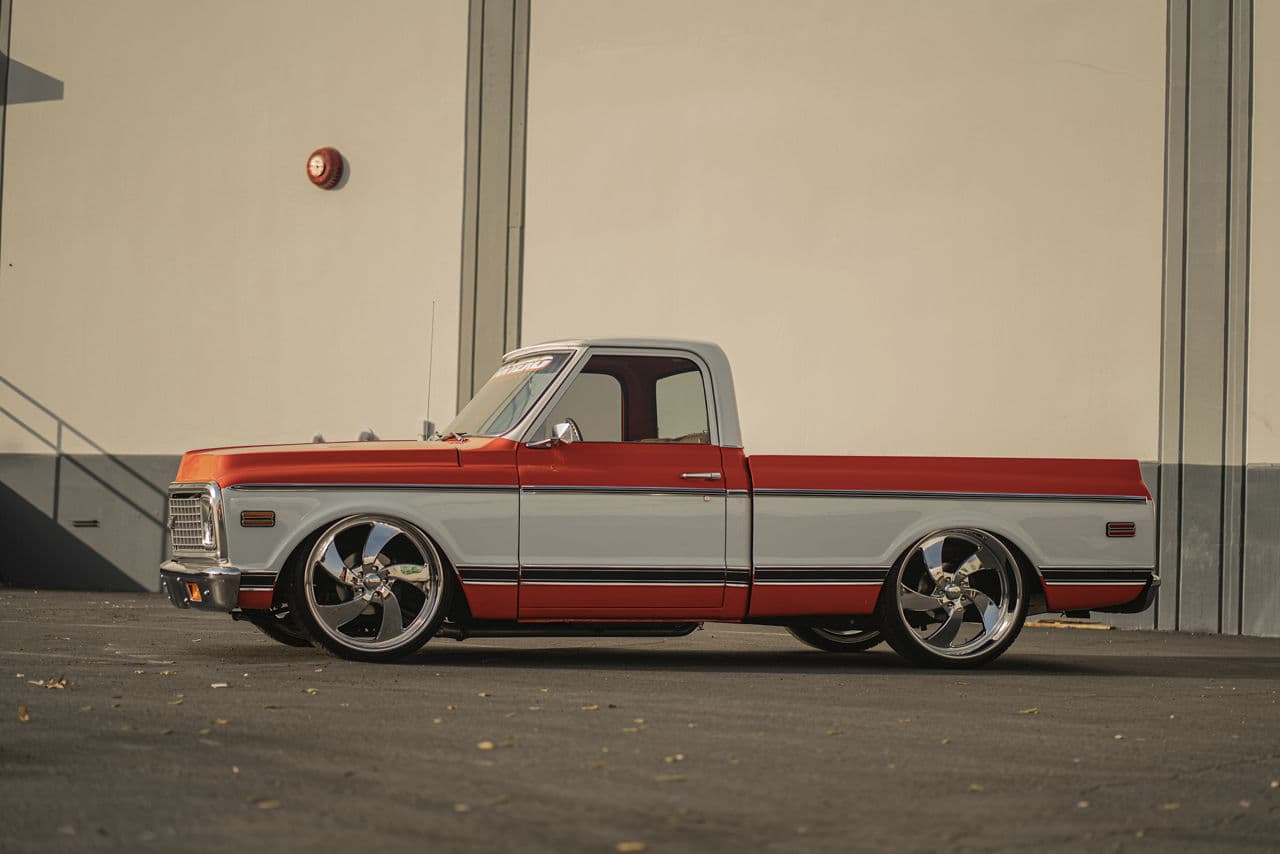 Rear view of 1972 Chevrolet C10 with wheels