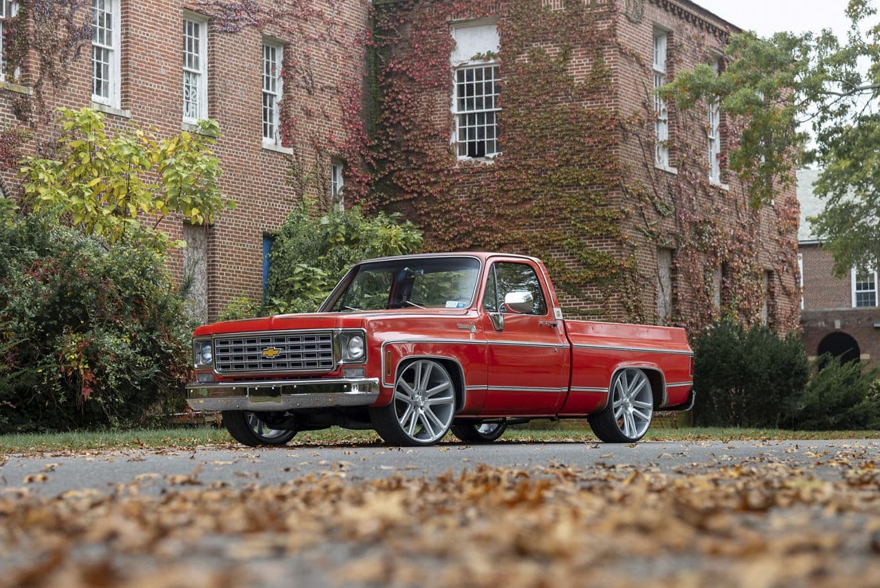 Interior of 1973 Chevrolet C10 with wheels
