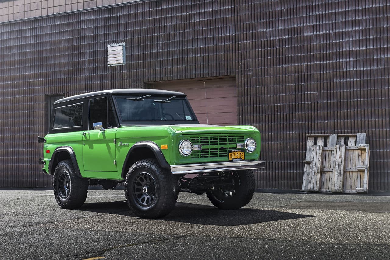Front view of 1973 Ford Bronco with wheels
