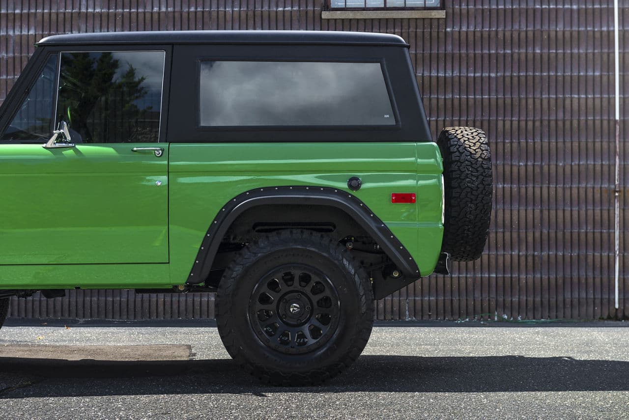Rear view of 1973 Ford Bronco with wheels