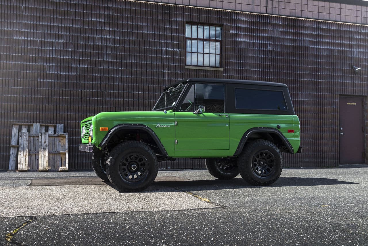 Interior of 1973 Ford Bronco with wheels