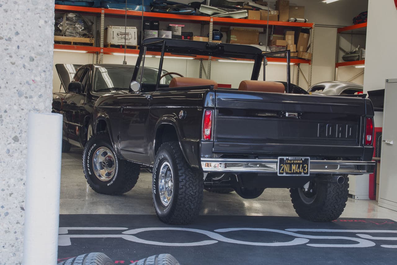 Rear view of 1973 Ford Bronco with wheels