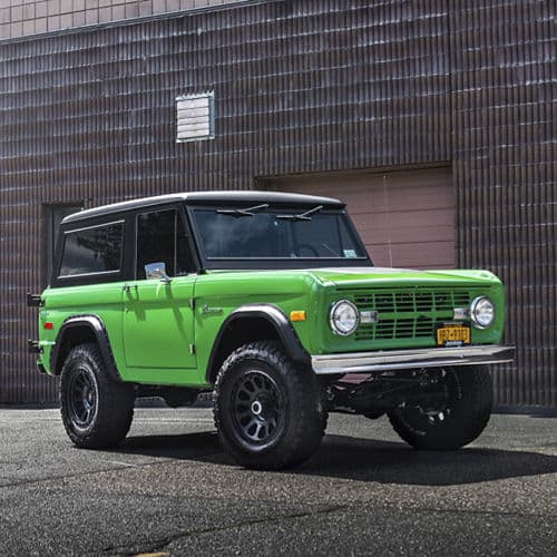 Interior of 1973 Ford Bronco with wheels
