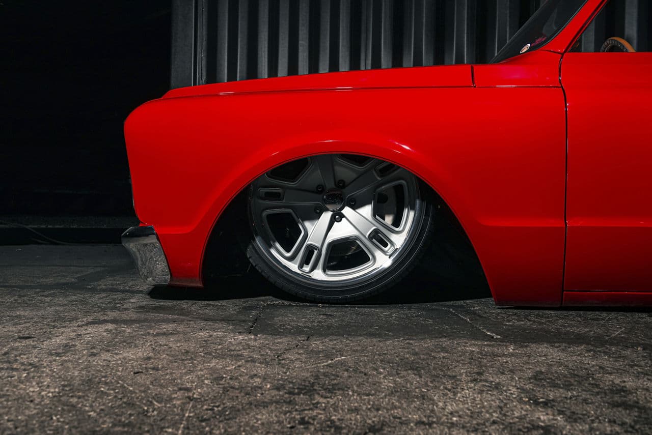 Interior of 1974 Chevrolet C10 with wheels