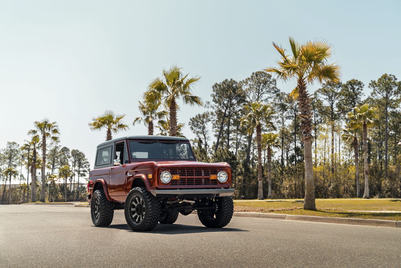 Front view of 1975 Ford Bronco with wheels