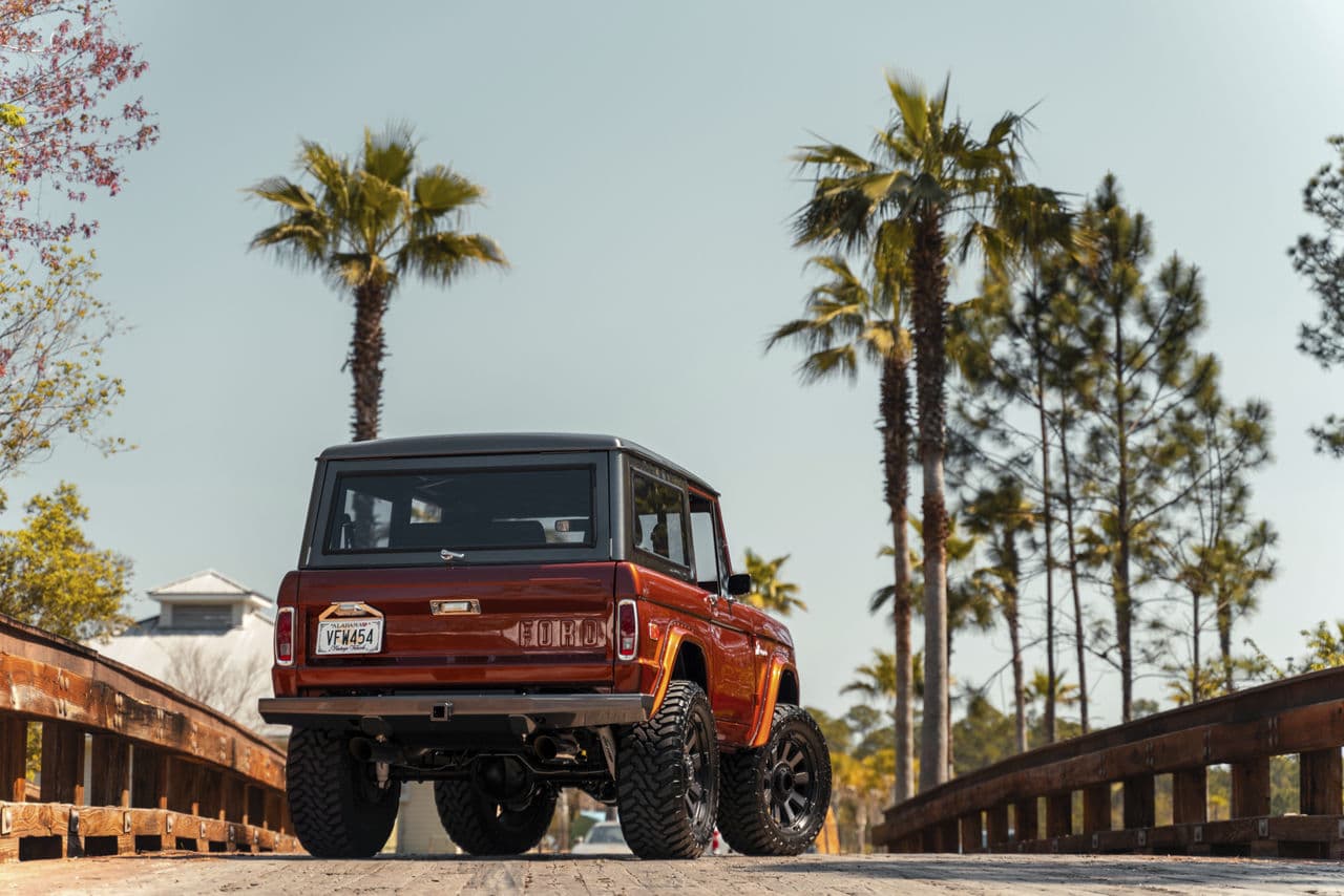 Interior of 1975 Ford Bronco with wheels