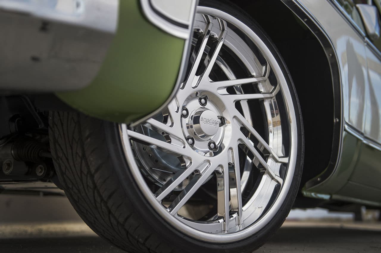Detail view of 1976 Chevrolet Blazer with wheels