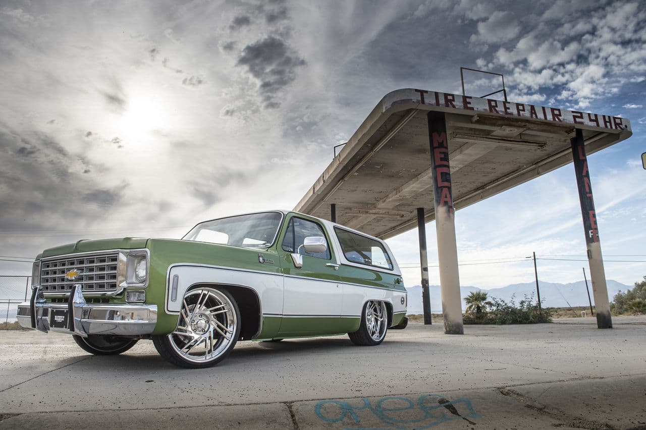 Front view of 1976 Chevrolet Blazer with wheels