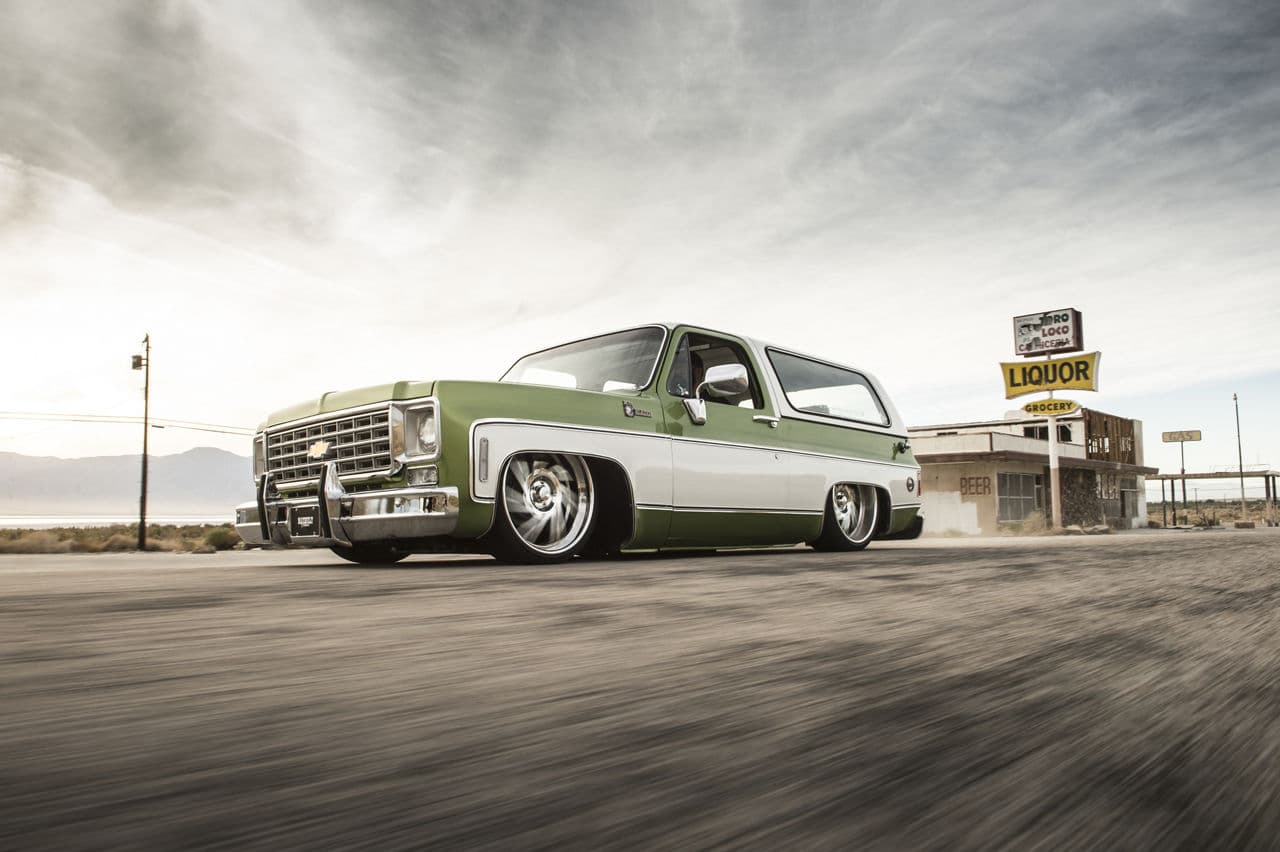 Interior of 1976 Chevrolet Blazer with wheels