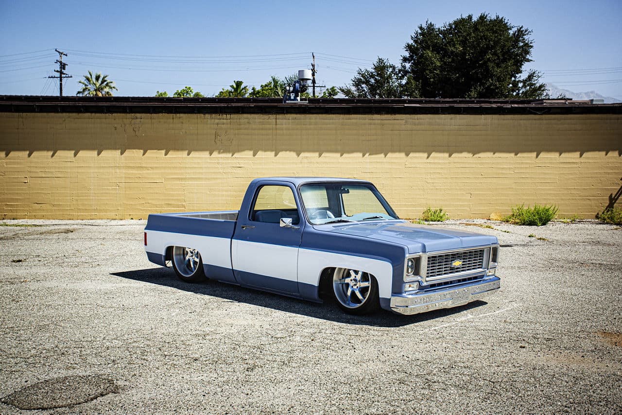 Rear view of 1976 Chevrolet C10 with wheels