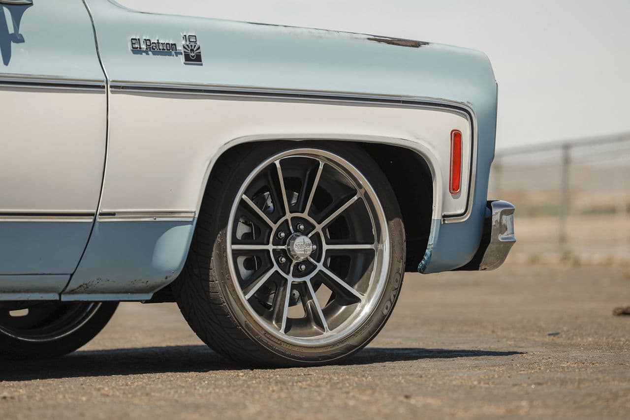 Rear view of 1976 Chevrolet C10 with wheels