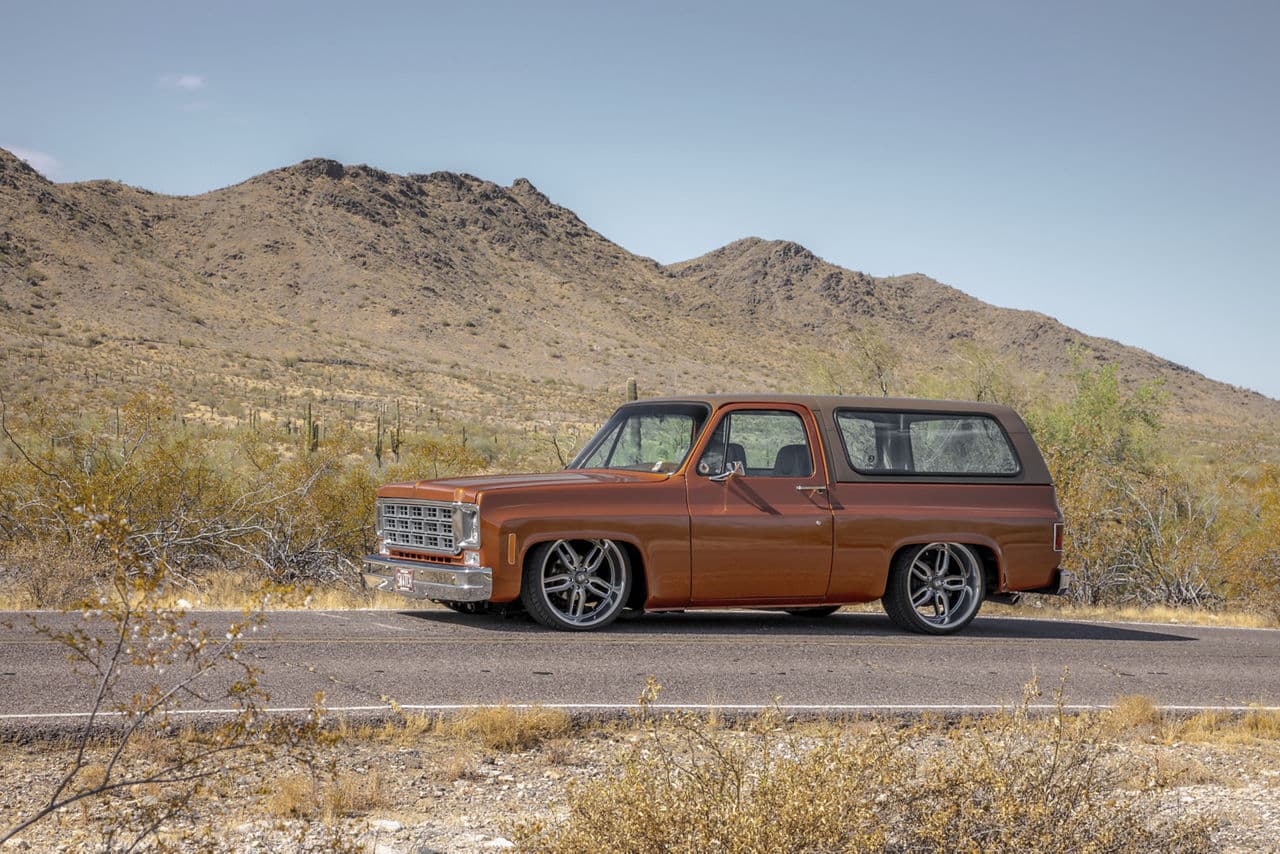 Front view of 1977 Chevrolet Blazer with wheels