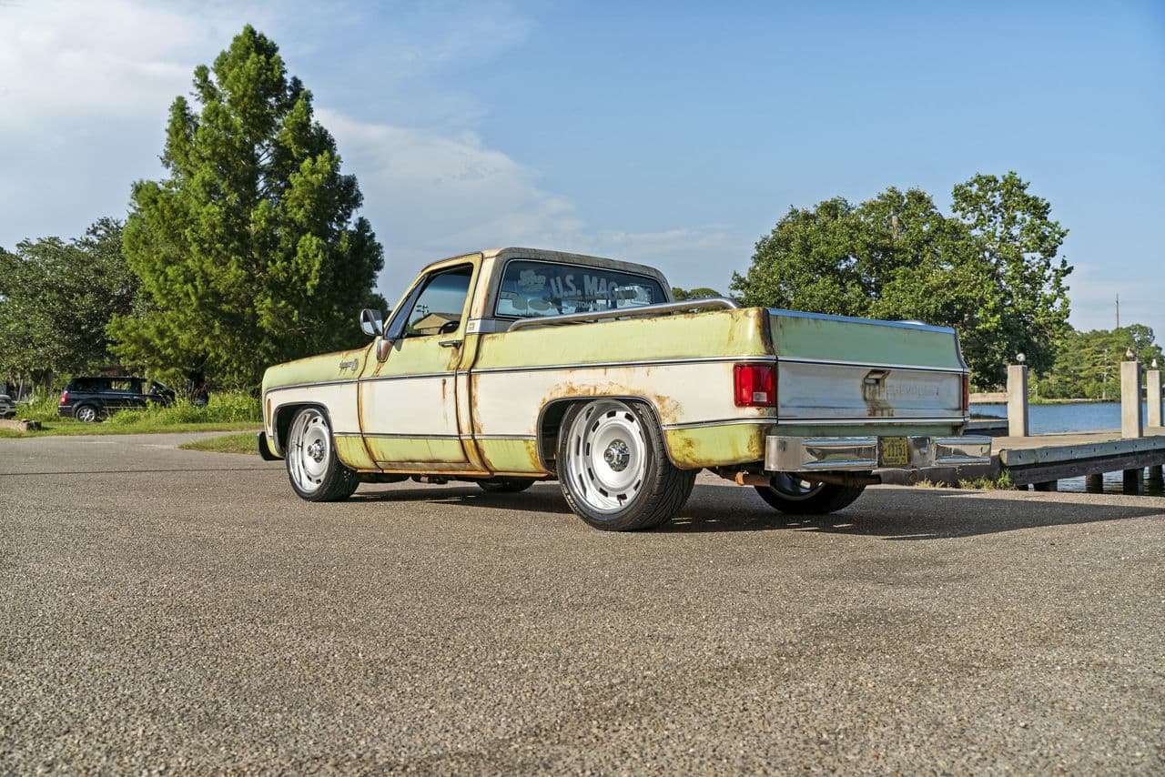 Side profile of 1978 Chevrolet C10 with wheels