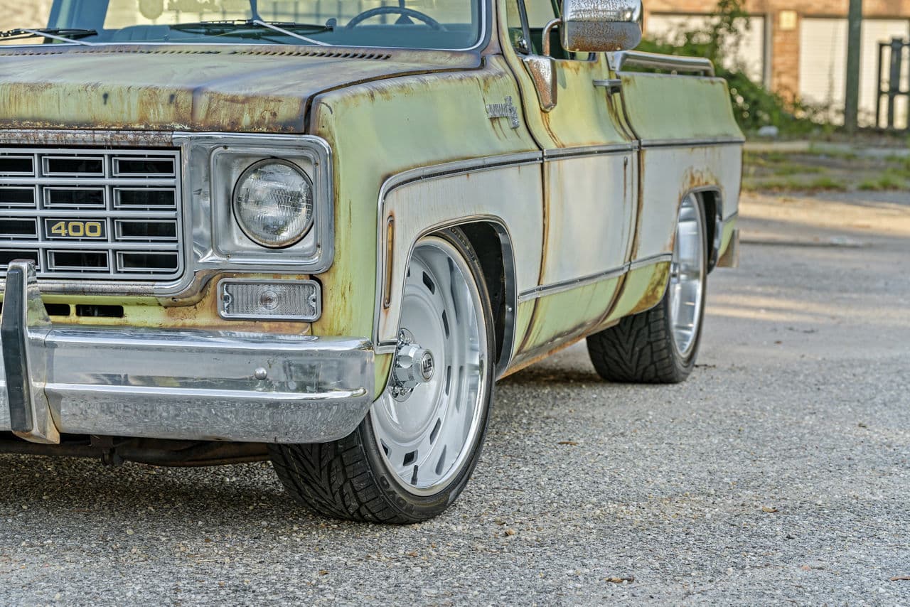 Rear view of 1978 Chevrolet C10 with wheels