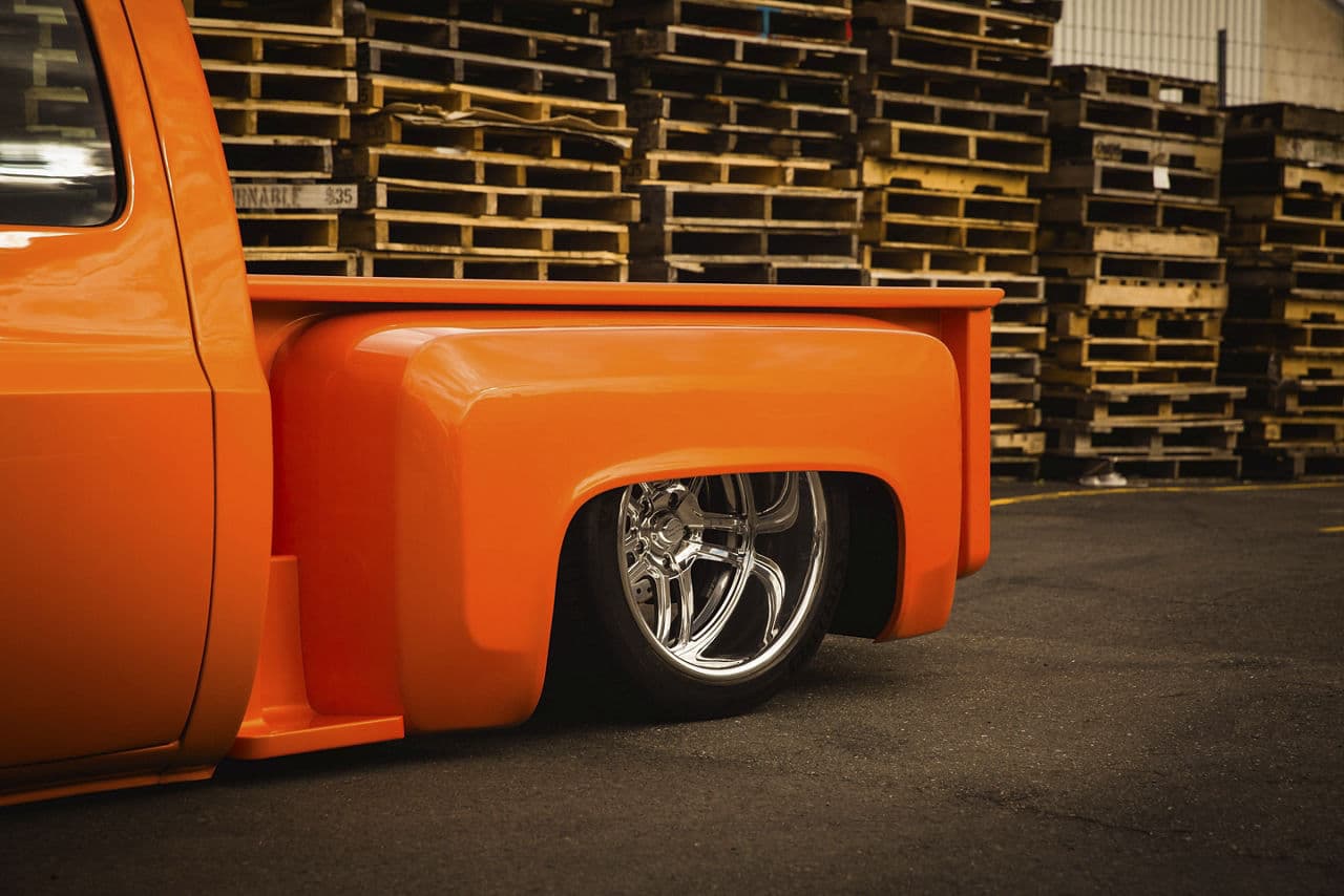 Rear view of 1979 Chevrolet C10 with wheels
