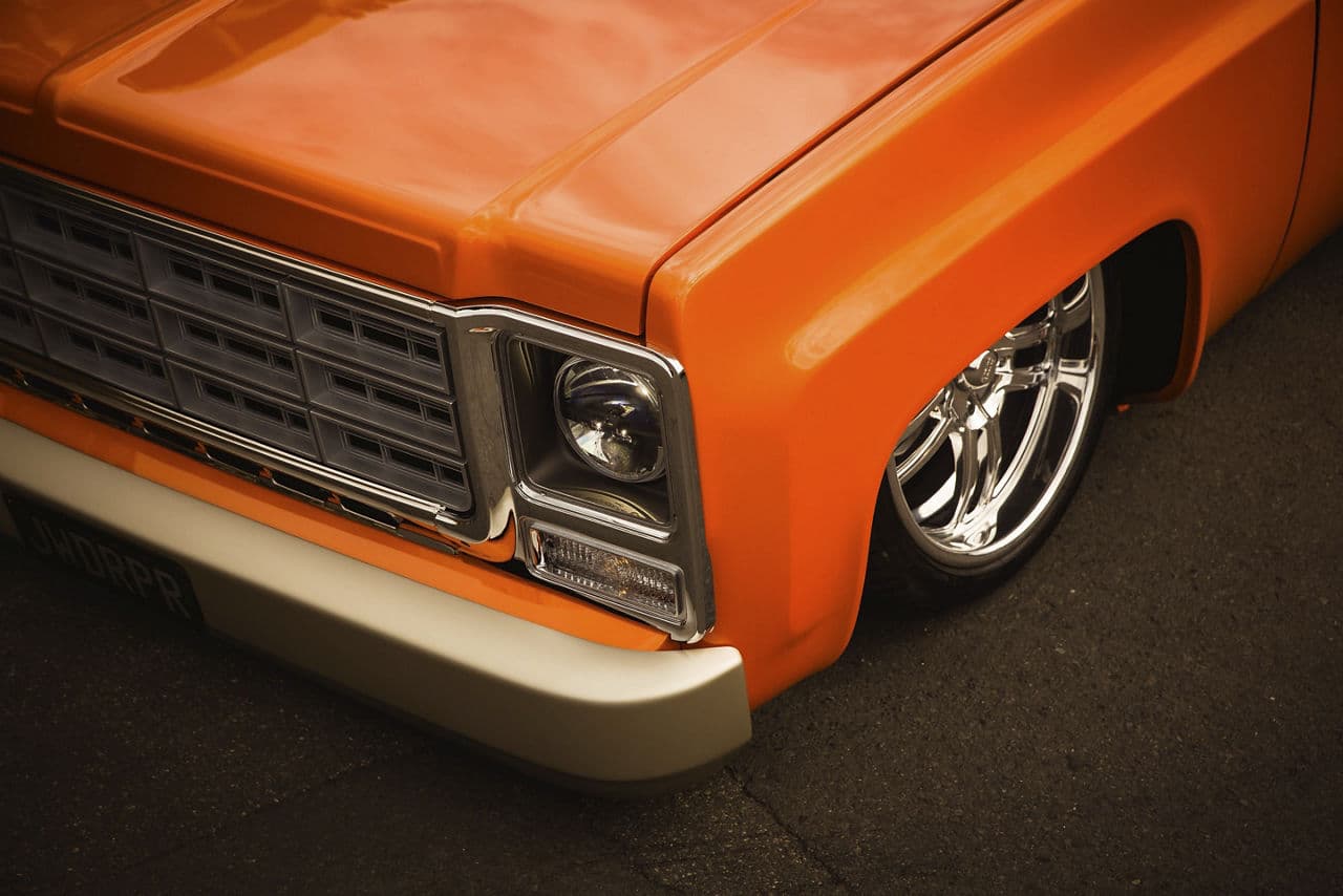 Detail view of 1979 Chevrolet C10 with wheels