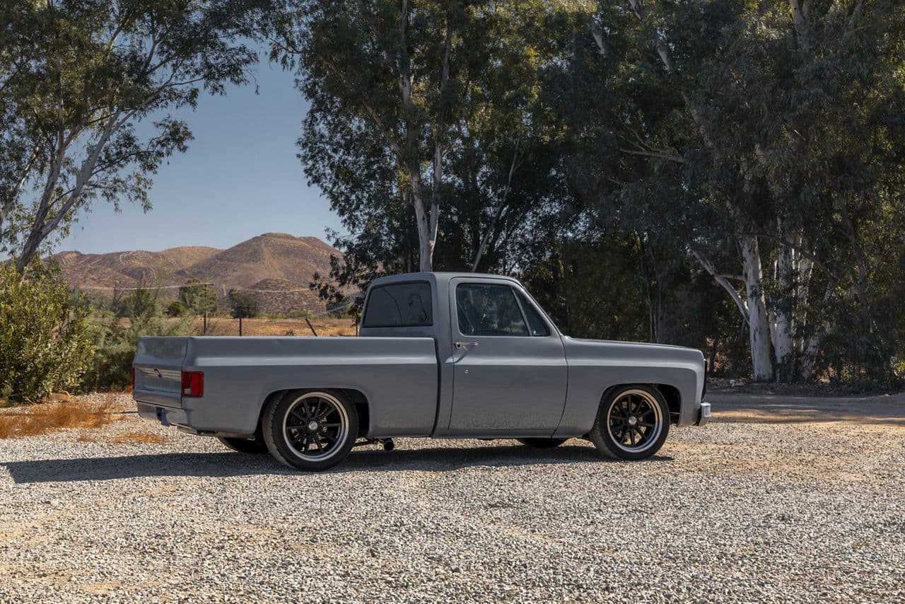 Side profile of 1980 Chevrolet C10 with wheels