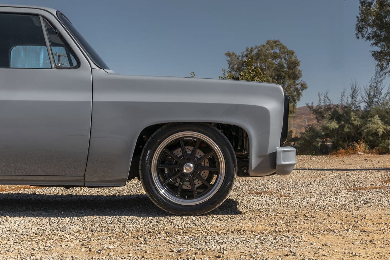 Detail view of 1980 Chevrolet C10 with wheels