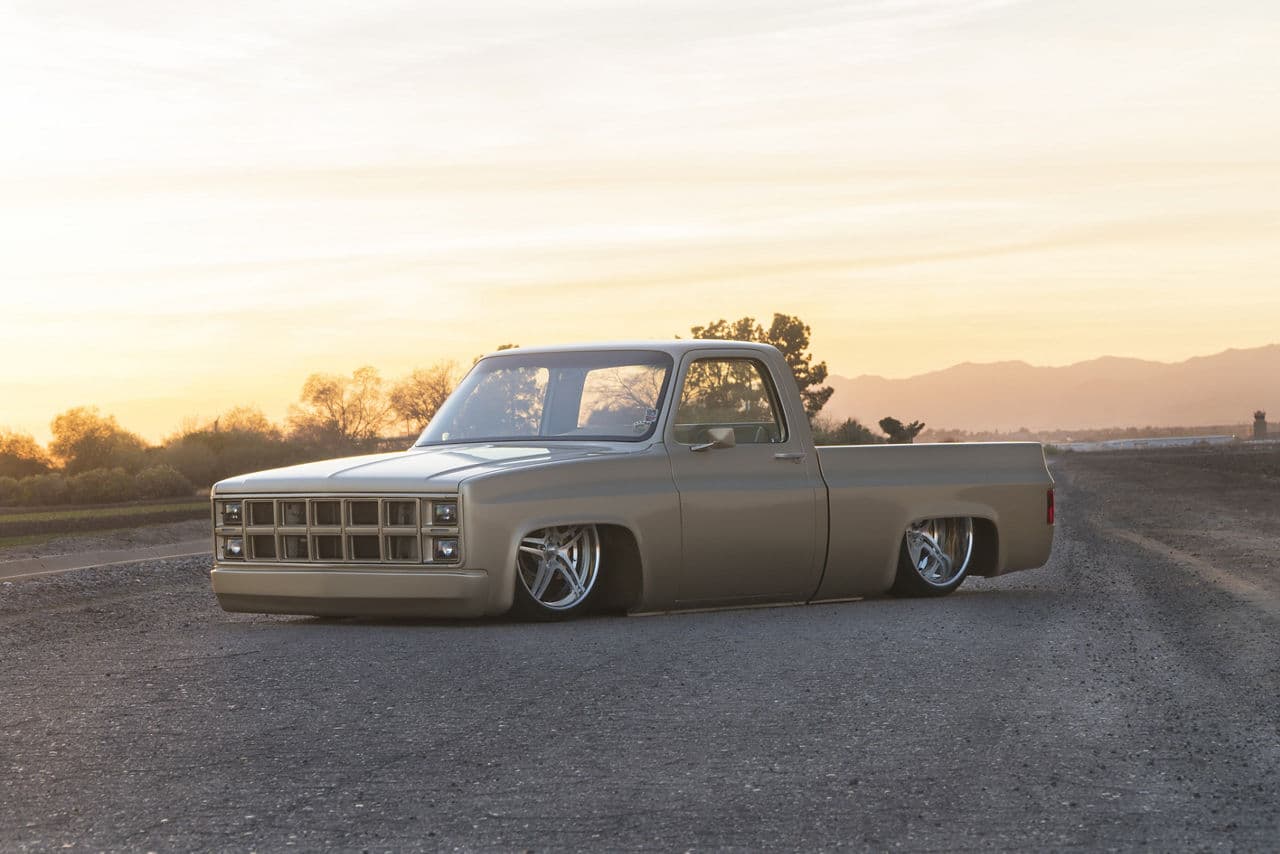 Side profile of 1981 Chevrolet C10 with wheels