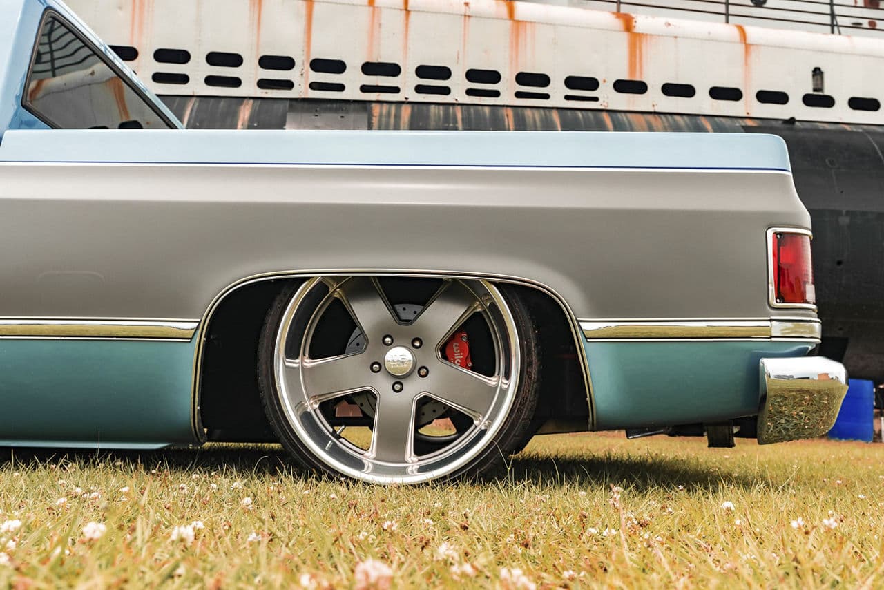 Rear view of 1985 Chevrolet C10 with wheels