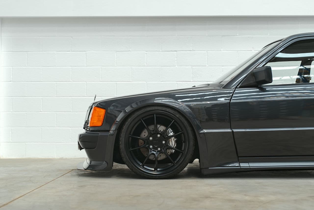 Interior of 1986 Mercedes-Benz 190e with wheels