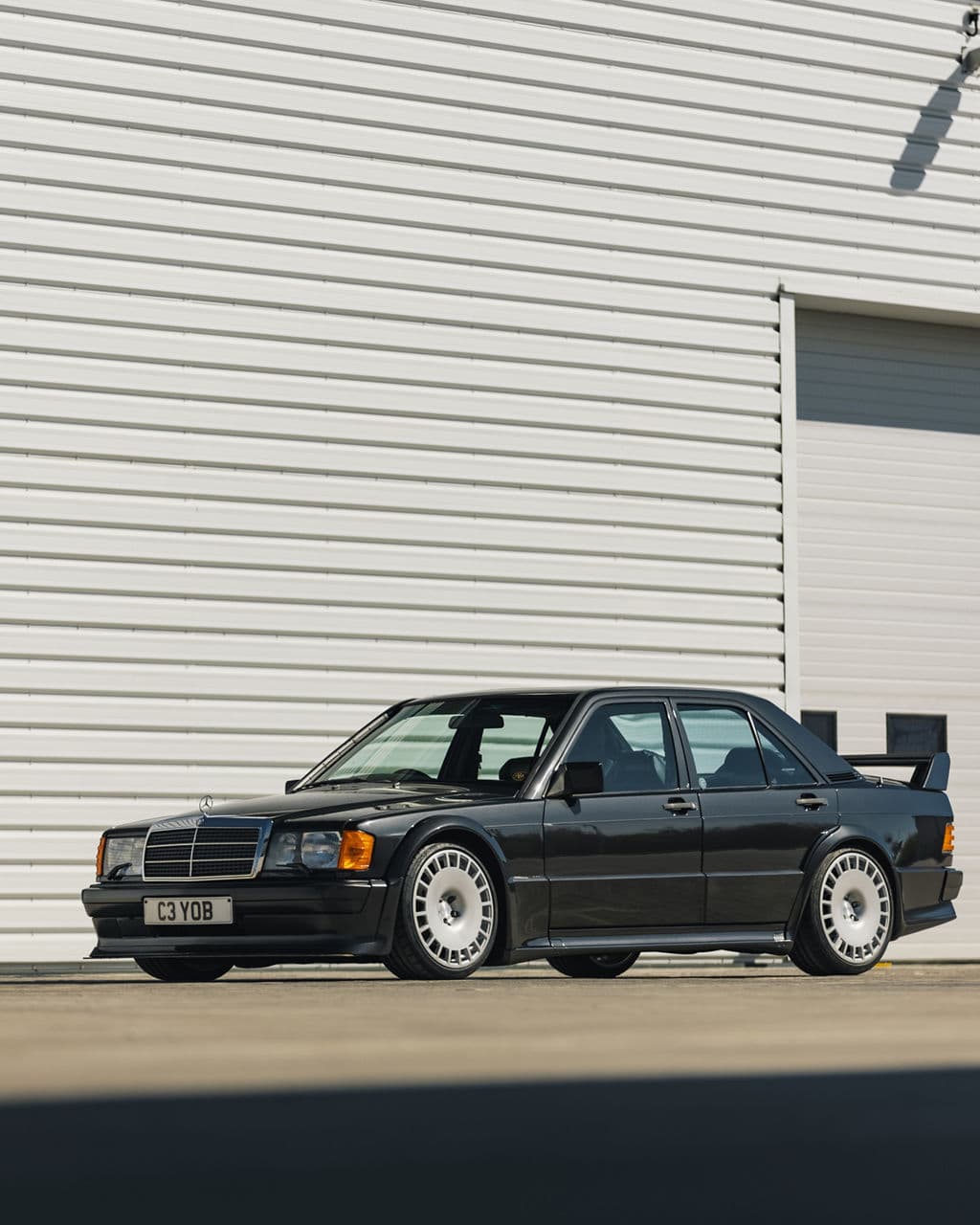 Interior of 1986 Mercedes-Benz 190e with wheels