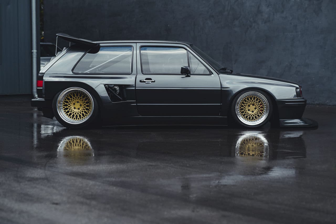 Interior of 1986 Volkswagen Golf with wheels