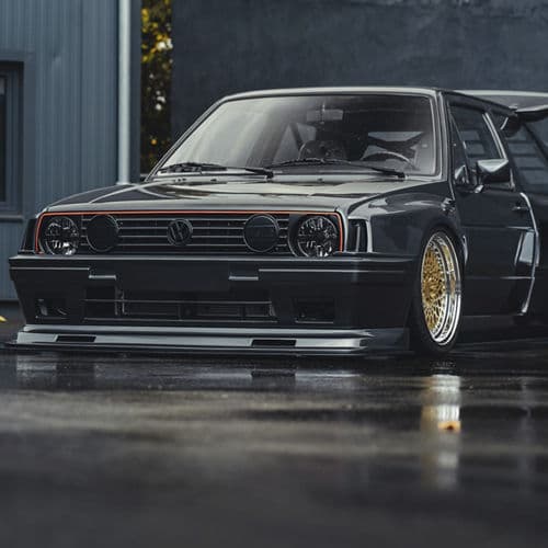 Detail view of 1986 Volkswagen Golf with wheels