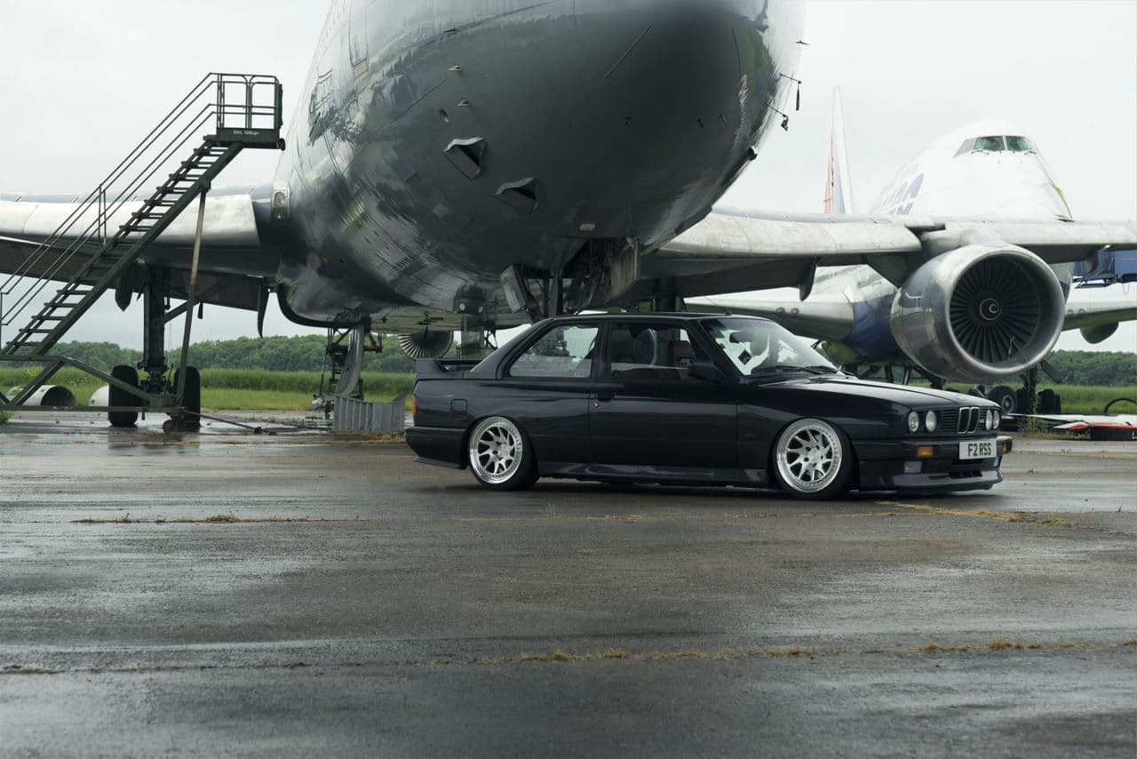 Interior of 1988 BMW M3 with wheels