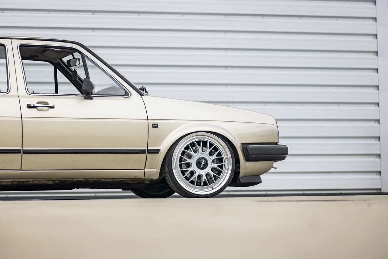 Rear view of 1988 Volkswagen Golf with wheels