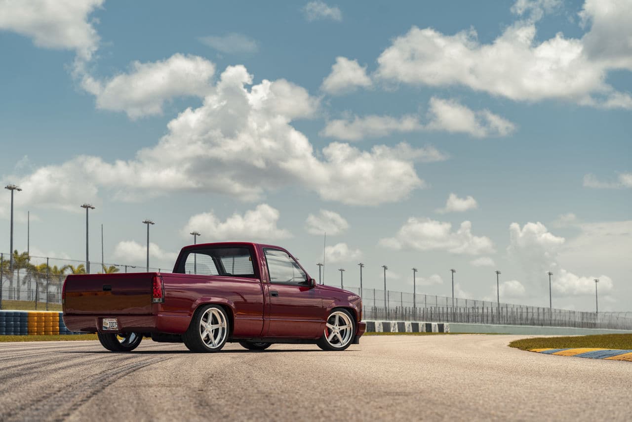 Rear view of 1990 Chevrolet Silverado with wheels